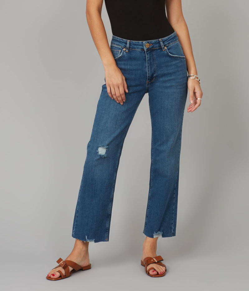 DENVER-DIS High Rise Straight Jeans