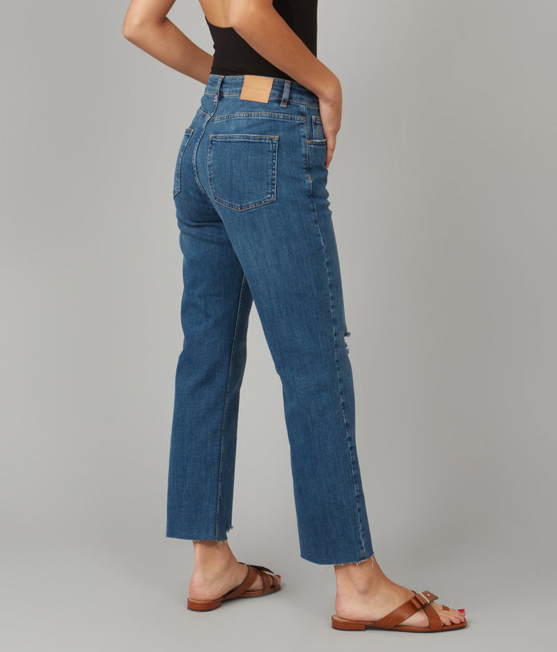 DENVER-DIS High Rise Straight Jeans