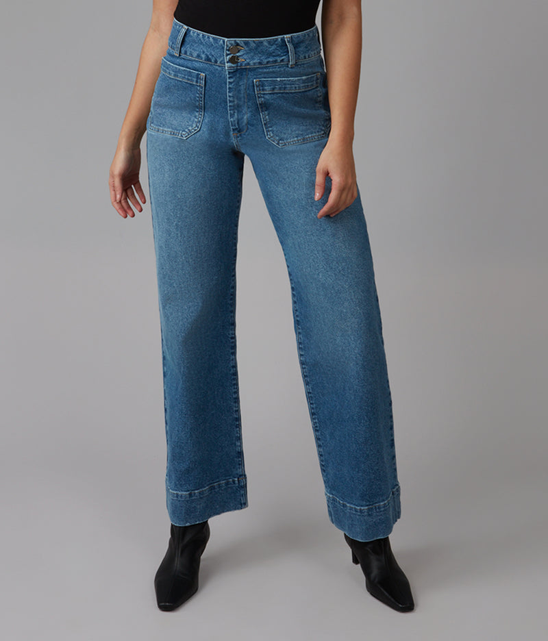 COLETTE-MDL High Rise Wide Leg Jeans