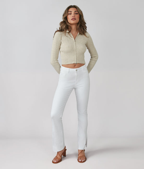 BILLIE-WHT High Rise Bootcut Jeans