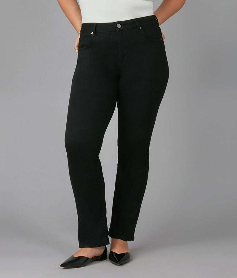 DENVER-BLK High Rise Straight Jeans