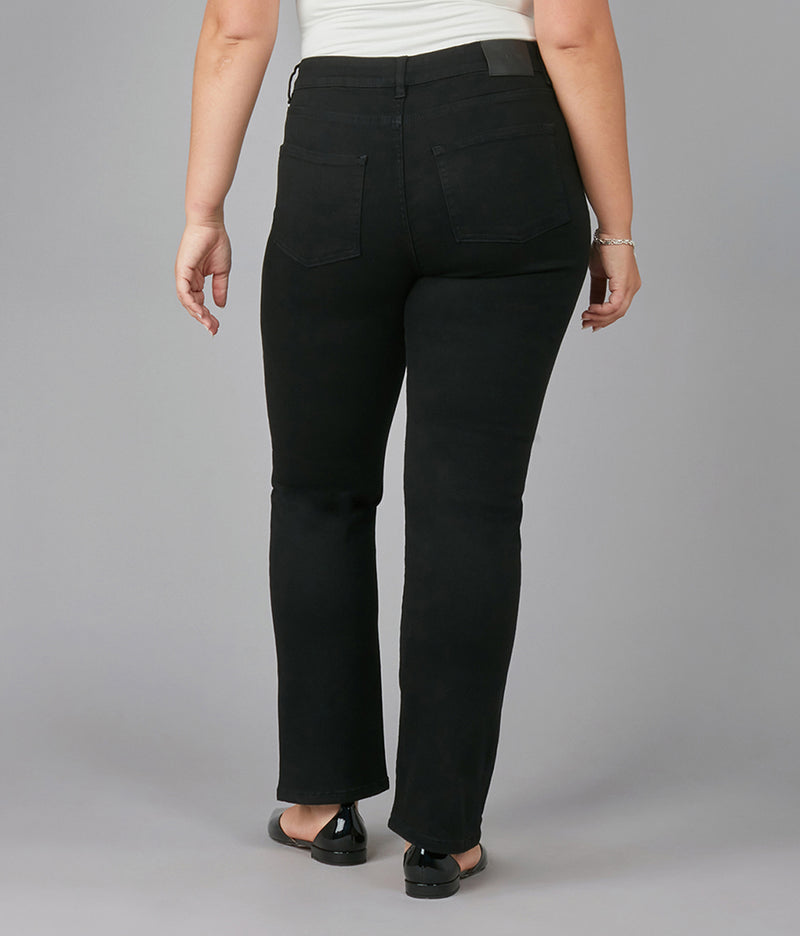 DENVER-BLK High Rise Straight Jeans