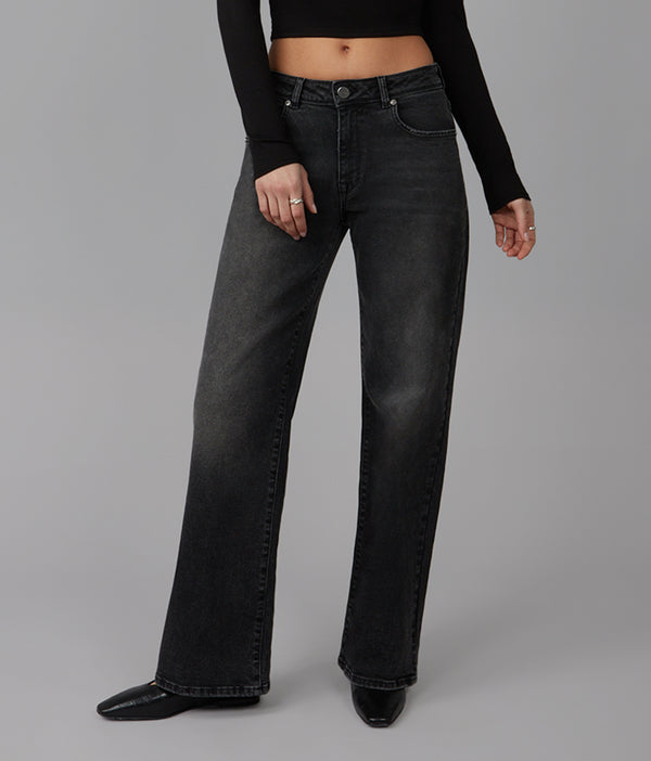 NOVA-BA Mid Rise Wide Leg Jeans